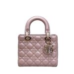 Túi Dior Small Lady Pearl Pink Lambskin GHW Hồng Ngọc Trai thời thượng
