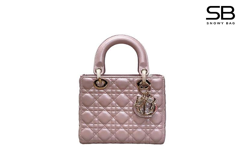 Túi Dior Small Lady Pearl Pink Lambskin GHW Hồng Ngọc Trai thời thượng