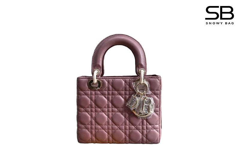 Túi Dior Small Lady Peony Pink Lambskin GHW Màu Hồng Đất sang trọng
