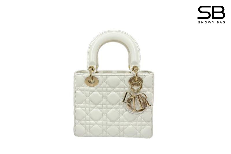 Túi Dior Small Lady White Lambskin GHW Trắng sang trọng và tinh tế
