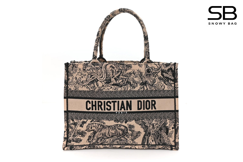 Túi Dior Tote Book Medium Brown Toile De Jouy Embroidery S36 sang trọng