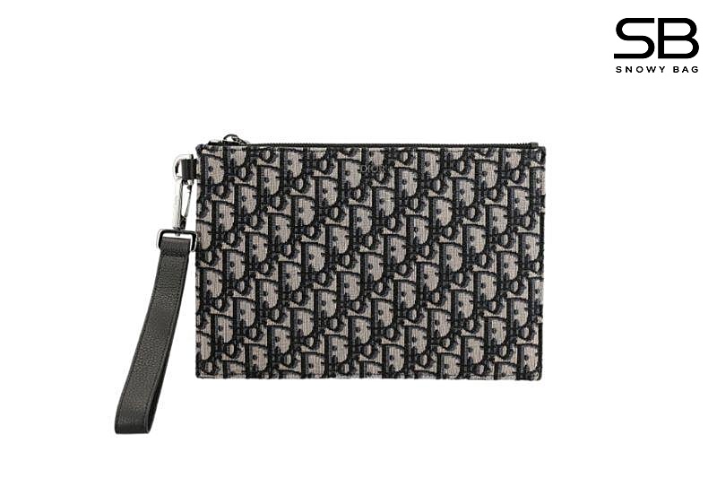 Túi Dior Zipped Pouch Beige Black Oblique Jacquard Màu Be sang trọng