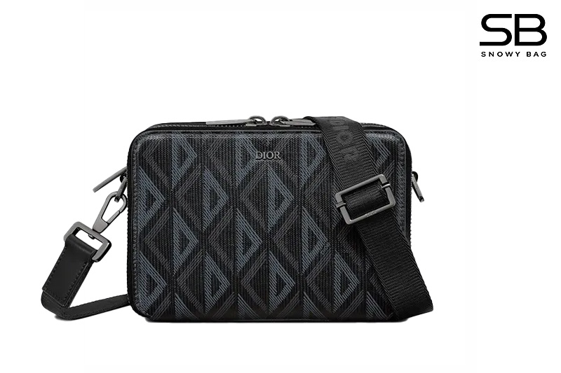 Túi Dior Zipped Pouch with Strap Black Diamond Canvas Đen sang trọng