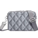 Túi Dior Zipped Pouch with Strap Gray Diamond Canvas Xám sang trọng