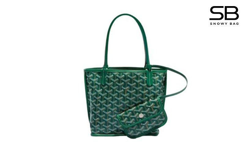 Túi Goyard Anjou Mini Reversible Bag Goyardine và Leather màu xanh lá