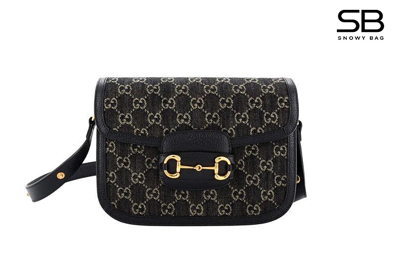 Túi Gucci 1955 Horsebit Small Shoulder Bag Black Denim sang trọng