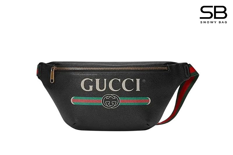 Túi Gucci Coco Capitan Logo Print Belt Bag Black 28CM Đen Logo Ngang sang trọng và thời thượng.