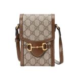Túi Gucci Horsebit 1955 Phone Box Mini Bag GG Canvas Nâu sang trọng và tinh tế