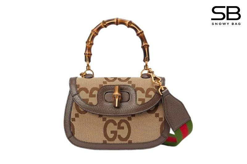 Túi Gucci Jumbo GG with Bamboo Top Handle Quai Trúc sang trọng