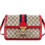 Túi Gucci Queen Magaret Shoulder Red Bag màu be viền đỏ đẹp sang trọng