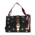 Túi Gucci Small Sylvie Bee Star Black Leather Shoulder Bag sang trọng