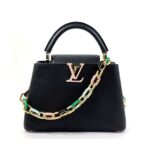 Túi LV Capucines BB Black Size 27CM Màu Đen Dây Vàng Xanh Hồng