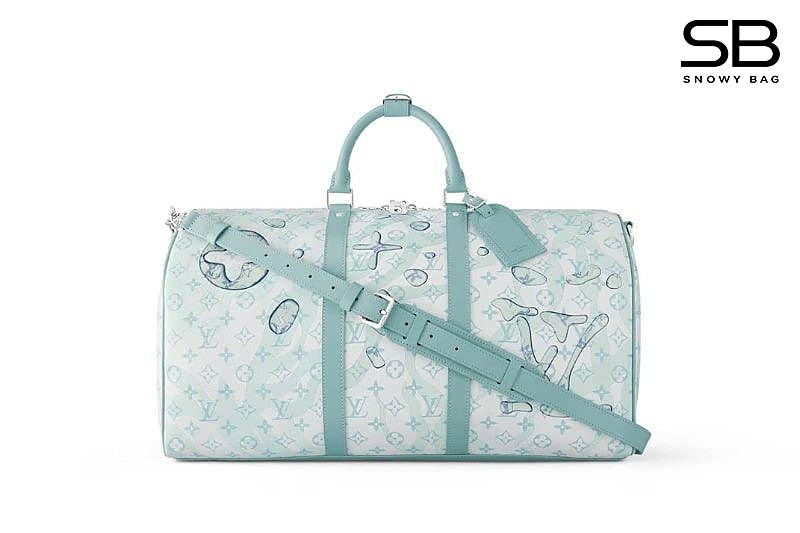 Túi LV Keepall Bandoulière 50 M22570 Crystal Blue Màu Xanh Ngọc sang trọng