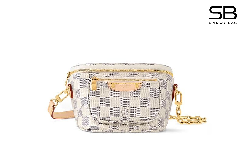 Túi LV Mini Bumbag Damier Azur N00130 Màu Kem sang trọng
