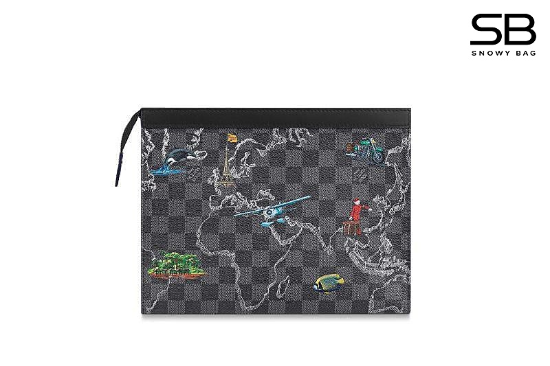 Túi LV Pochette Voyage Damier Graphite Map MM Grey/Black sang trọng