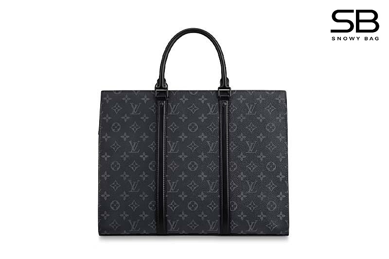 Túi LV Sac Plat Horizontal Zippe M45265 Monogram Eclipse Đen Xám sang trọng