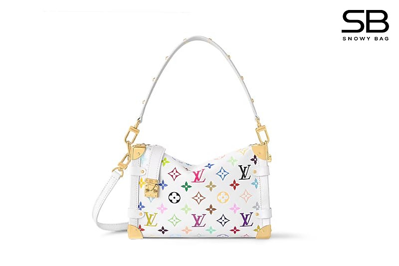 Túi LV X Tm Side Trunk MM M14046 Multicolor White Leather Trắng sang trọng