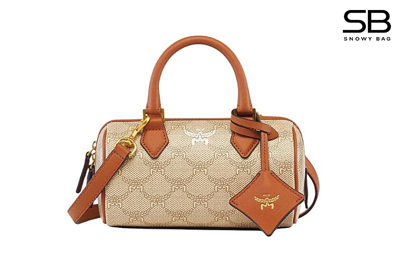 Túi MCM Ella Boston Bag in Lauretos Beige Brown màu be nâu sang trọng