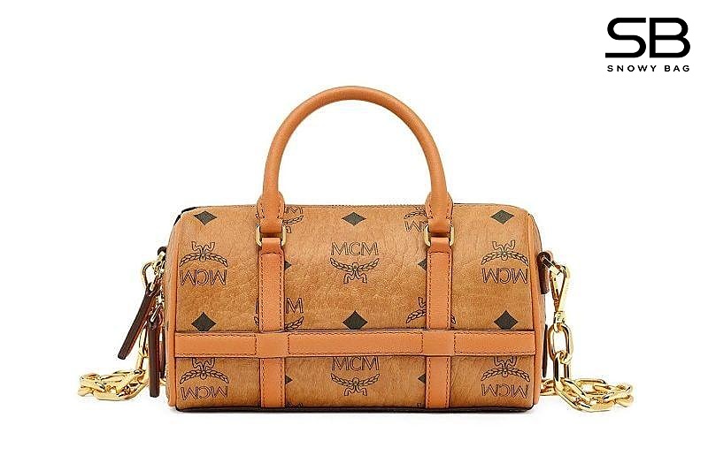 Túi MCM Mini Aren Delmy Boston Bag in Visetos Cognac Nâu sang trọng