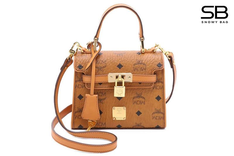 Túi MCM Mini Heritage Satchel in Visetos Nâu 18CM