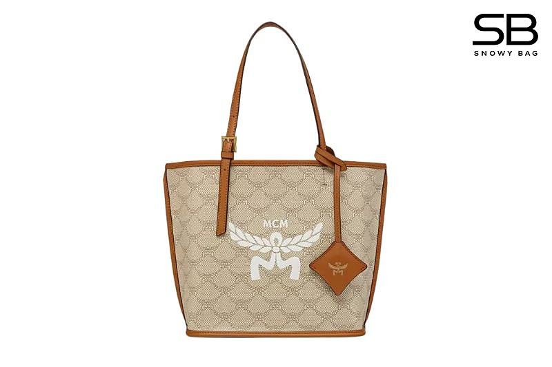 Túi MCM Mini Himmel Shopper in Lauretos Oatmeal Màu Be Nâu sang trọng