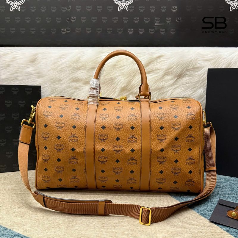 Túi MCM Ottomar Weekender Bag 45 In Visetos Cognac Nâu sang trọng