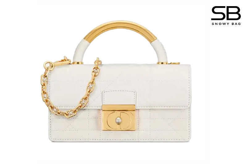Túi Medium Dior Ange Bag White Macrocannage Lambskin Trắng sang trọng và tinh tế