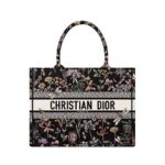 Túi Medium Dior Book Tote Black Multicolor Herbarium Floral Size 36 sang trọng