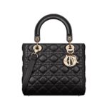 Túi Medium Lady Dior Black Lambskin GHW 24CM Da Cừu Đen sang trọng và tinh tế