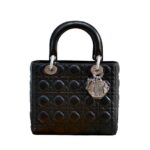 Túi Medium Lady Dior Black Lambskin SHW Size 24 Đen sang trọng