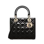 Túi Medium Lady Dior Black Patent Calfskin GHW Màu Đen 24CM sang trọng