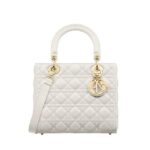 Túi Medium Lady Dior Latte Lambskin GHW Size 24 Màu Kem sang trọng