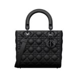 Túi Medium Lady Dior Ultramatte Black Calfskin Size 24CM Đen sang trọng