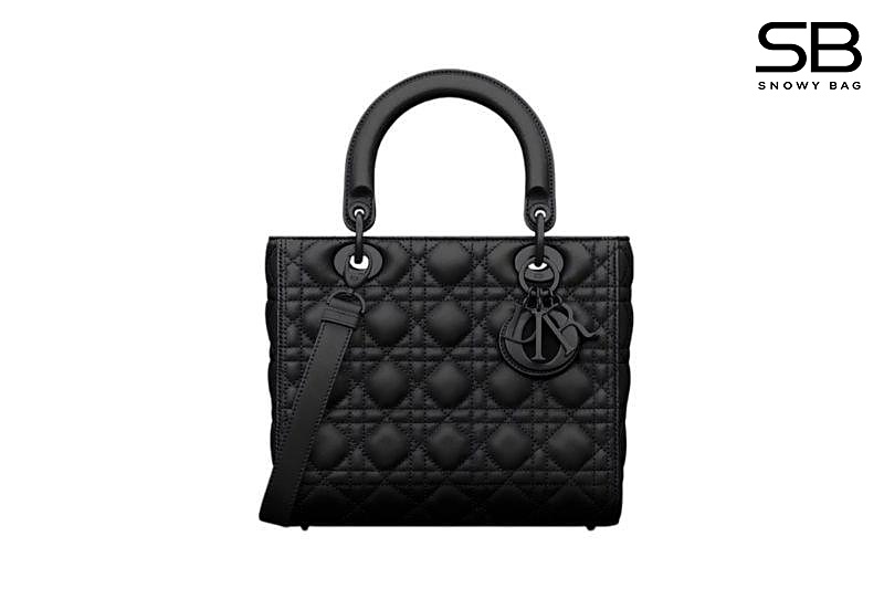 Túi Medium Lady Dior Ultramatte Black Calfskin Size 24CM Đen sang trọng