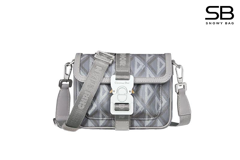 Túi Mini Dior Hit the Road Messenger Bag with Flap Gray Diamond Canvas Xám sang trọng