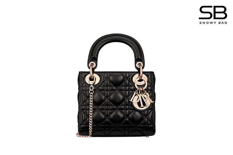 Túi Mini Lady Dior Bag Black Lambskin GHW màu đen khóa vàng 17CM