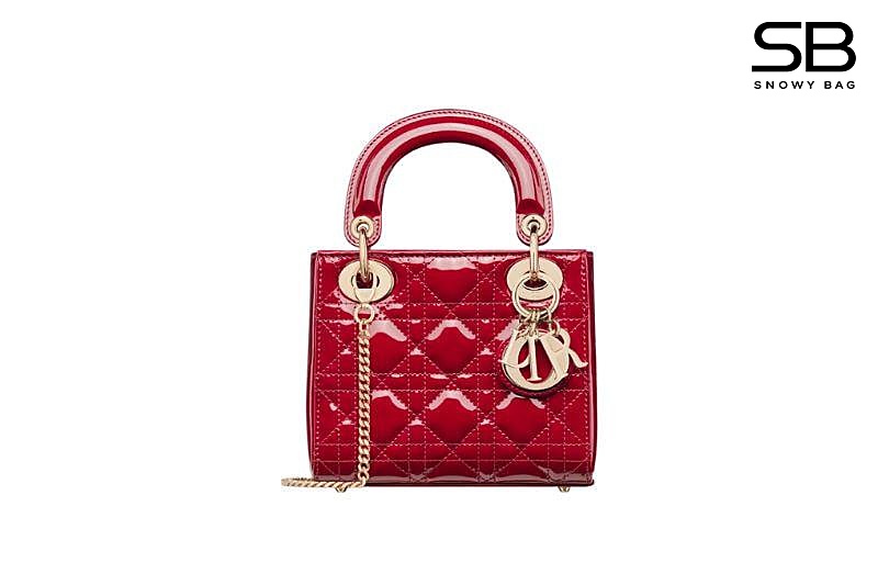 Túi Mini Lady Dior Bag Cherry Red Patent Cannage Calfskin Màu Đỏ sang trọng