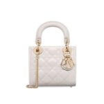 Túi Mini Lady Dior Latte Patent Calfskin GHW Màu Kem Bóng sang trọng
