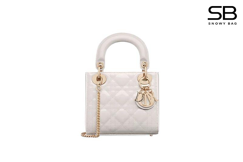 Túi Mini Lady Dior Latte Patent Calfskin GHW Màu Kem Bóng sang trọng