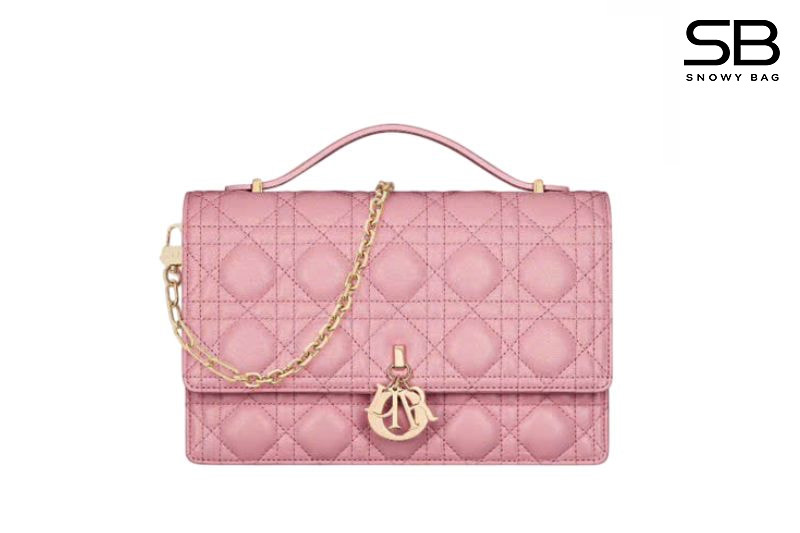 Túi Miss Dior Top Handle Bag Melocoton Pink Lambskin Hồng sang trọng