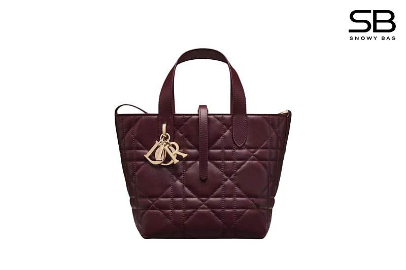 Túi Small Dior Toujours Vertical Tote Bag Burgundy Macrocannage Calfskin Đỏ sang trọng