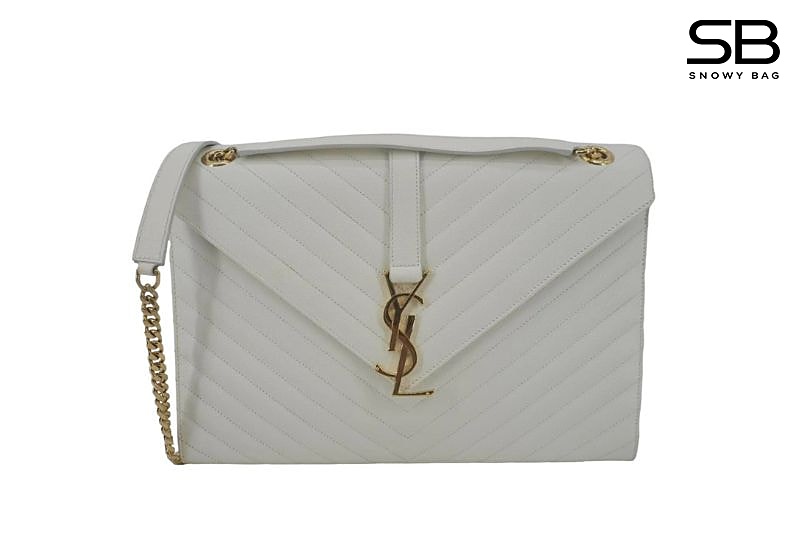 Túi YSL Envelope Large Cream White Grained Calfskin Trắng Kem sang trọng