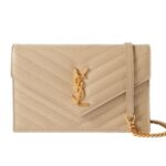Túi YSL Envelope Matelasse Clutch Beige GHW Màu Kem sang trọng