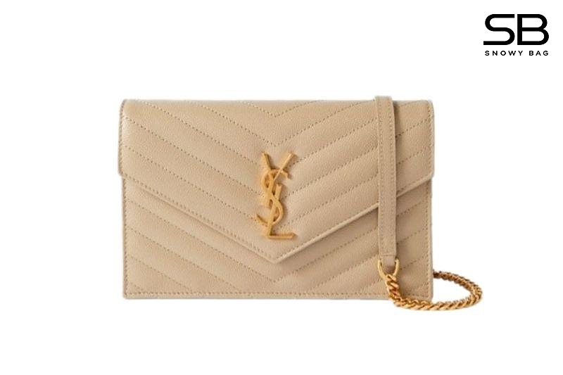 Túi YSL Envelope Matelasse Clutch Beige GHW Màu Kem sang trọng