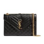 Túi YSL Envelope Medium Chain Bag Grained Calfskin Black Gold sang trọng