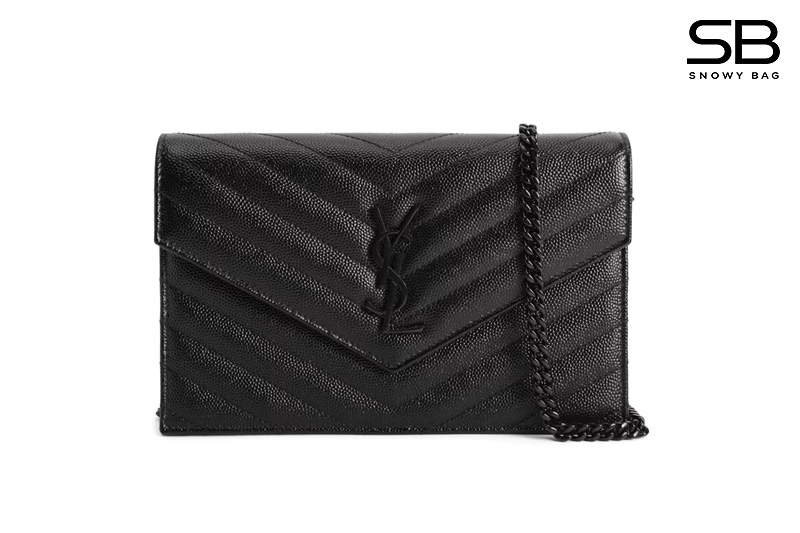 Túi YSL Envelope WoC Grained Black Đen Khóa Đen Da Calfskin 19CM sang trọng