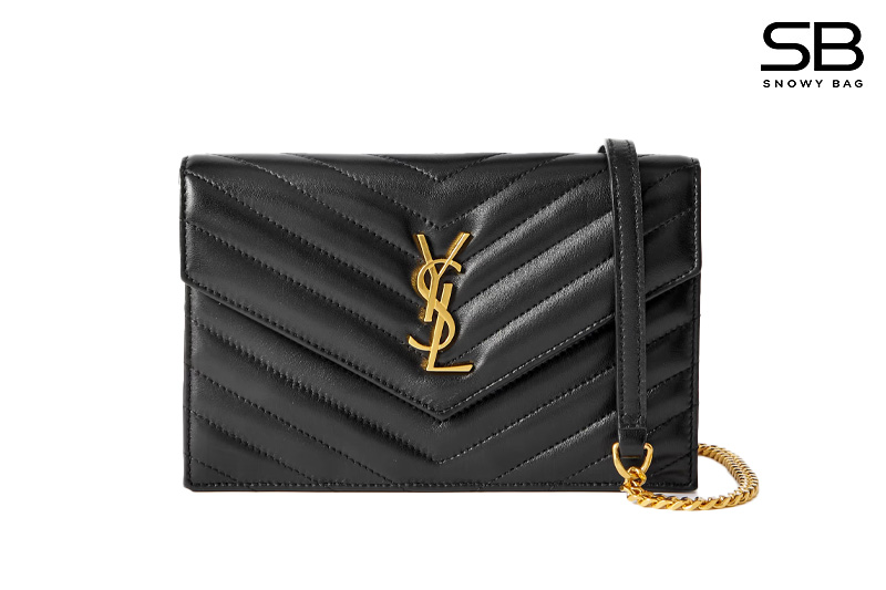 Túi YSL Envelope WoC Grained Black Đen Khóa Vàng Da Calfskin 19CM
