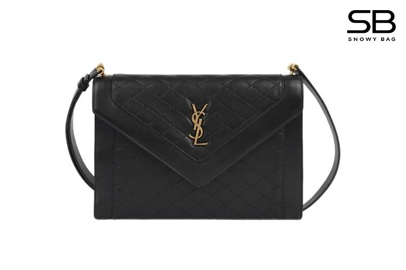 Túi YSL Gaby Satchel da cừu đen khóa vàng