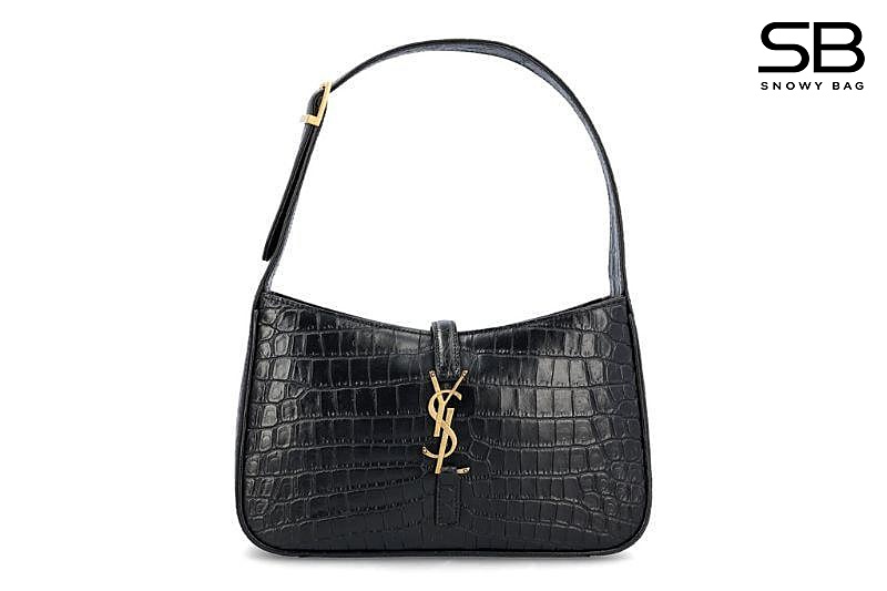 Túi YSL Le 5 À 7 Hobo Bag Black Crocodile Embossed đen sang trọng