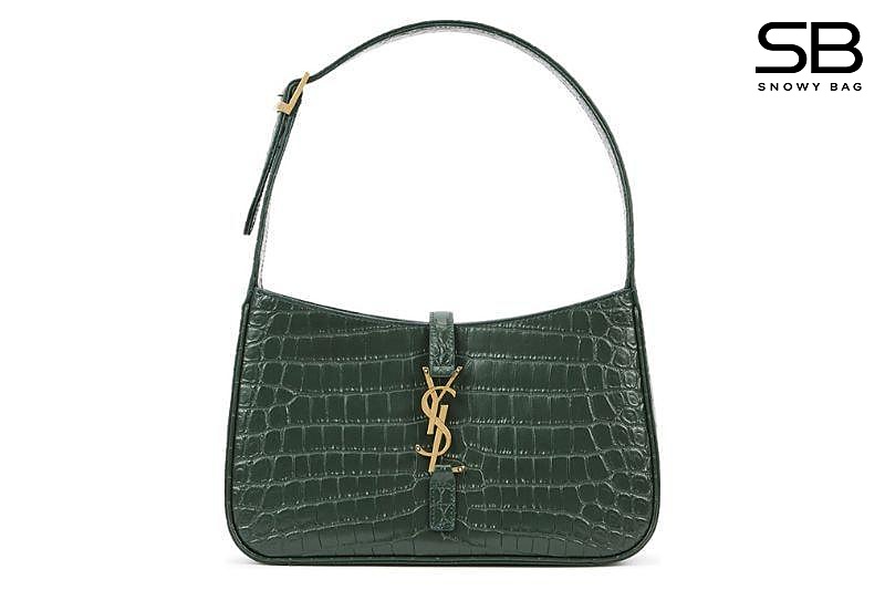Túi YSL Le 5 a 7 Hobo Bag Dark Green / Vert Fonce in Crocodile Embossed sang trọng